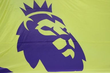 The Premier League badge logo on display